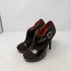 De Blossom Collection Brown Faux Suede Platform Ankle Heels Size 6